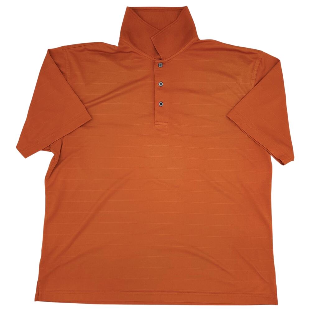 Champions Tour Polo Shirt Mens XL Orange Golf Performance Short Sleeve Striped
